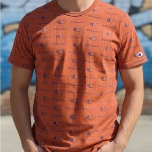 (NWT) CHAMPION Rust Colored Men’s Tee w/ blue Logos